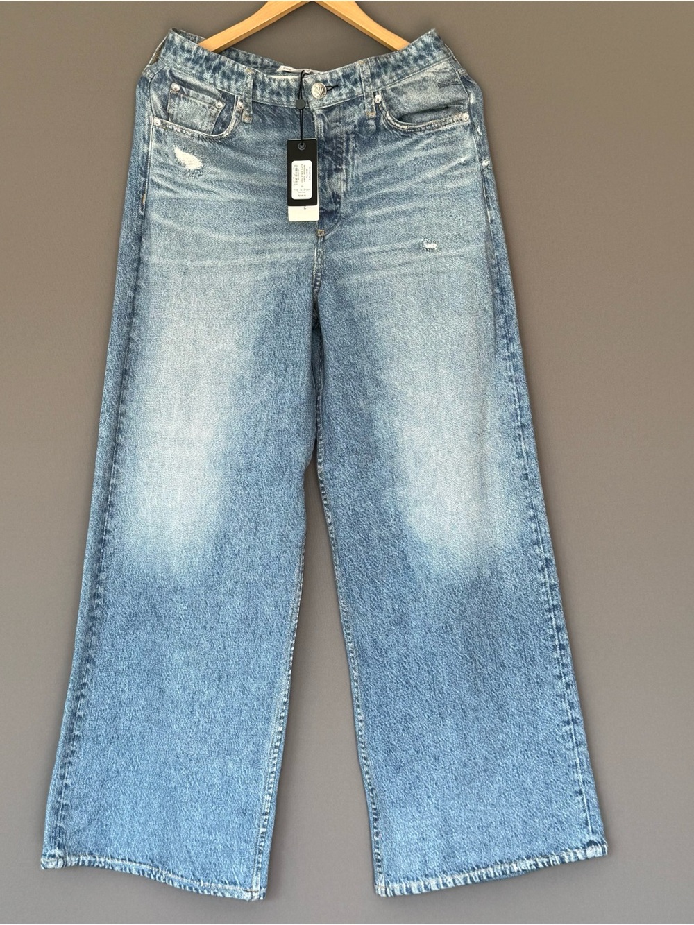 Rag & Bone Miramar Sofie Women’s Wide Leg Terry Jeans Minetta Blue Size 28 - Picture 3 of 13